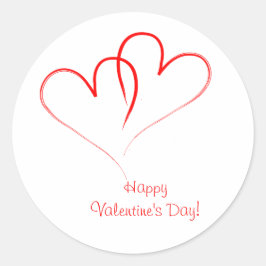 Zwei rote Herzen - Glücklicher Valentinstag! Runder Aufkleber