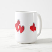 Zwei rote Herzen Kaffeetasse (VorderseiteRechts)