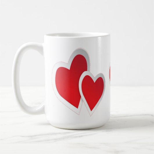 Zwei rote Herzen Kaffeetasse (Links)