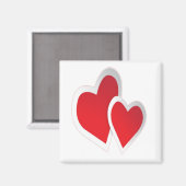 Zwei rote Herzen Magnet (Vorderseite/Rückseite)