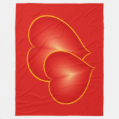 Zwei rote Herzen, moderne digitale Kunst Grafik Fleecedecke (Vorderseite)