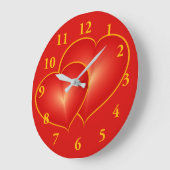 Zwei rote Herzen, moderne digitale Kunst Grafik Große Wanduhr (Winkel)