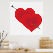 Zwei rote Herzen Poster (Küche)