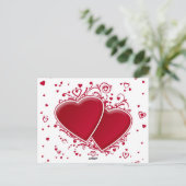 Zwei rote Herzen Postkarte (Stehend Vorderseite)
