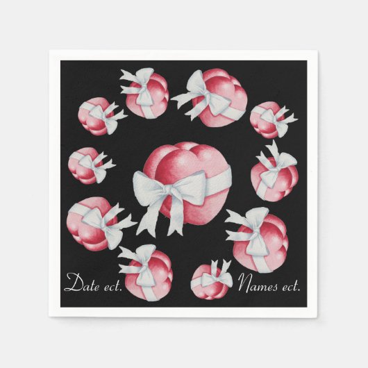 zwei rote Herzen verbunden mit weißem Bogen Design Serviette (Vorderseite)