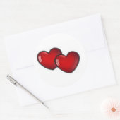 Zwei rote Herzklopfen Runder Aufkleber (Umschlag)