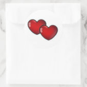 Zwei rote Herzklopfen Runder Aufkleber (Tasche)