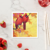 Zwei Rote Kardinal Goldener Hintergrund Serviette (Beispiel)