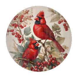Zwei Rote Kardinal - Vögel und Beeren Schneidebrett