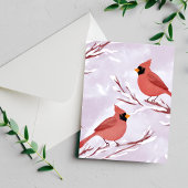 Zwei rote Kardinäle | Erinnerung an Wasserfarben Postkarte