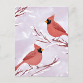 Zwei rote Kardinäle | Erinnerung an Wasserfarben Postkarte (Vorderseite)