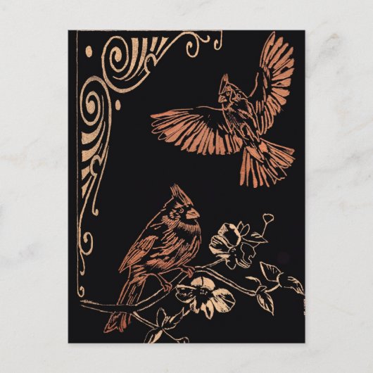 Zwei rote Kardinäle Postkarte (Vorderseite)