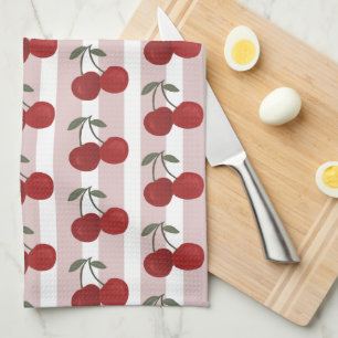 Zwei rote Kirschen Illustration Süße Obstkunst Geschirrtuch