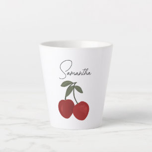 Zwei rote Kirschen Illustration   Süße Obstkunst  Milchtasse