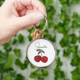 Zwei rote Kirschen Illustration Süße Obstkunst Schlüsselanhänger