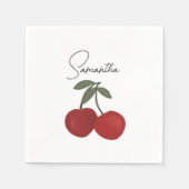 Zwei rote Kirschen Illustration | Süße Obstkunst Serviette (Vorderseite)