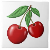 Zwei rote Kirschen Obst Fliese (Vorderseite)
