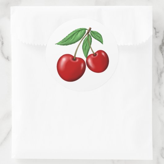 Zwei rote Kirschen Runder Aufkleber (Tasche)