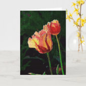 Zwei rote Papageien Karte (Gelbe Blume)