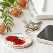 Zwei Rote Rosen Schlüsselanhänger (Seite)