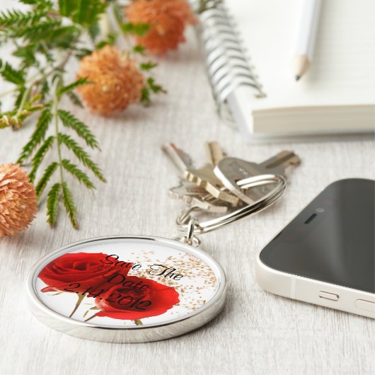 Zwei Rote Rosen Schlüsselanhänger (Seite)