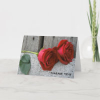 Zwei Rote Rosen & Stallholz Dankeschön Karte