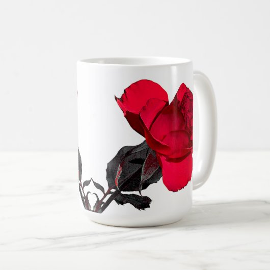 Zwei Rote Rosen Touch in der Mitte Kaffeetasse (VorderseiteRechts)