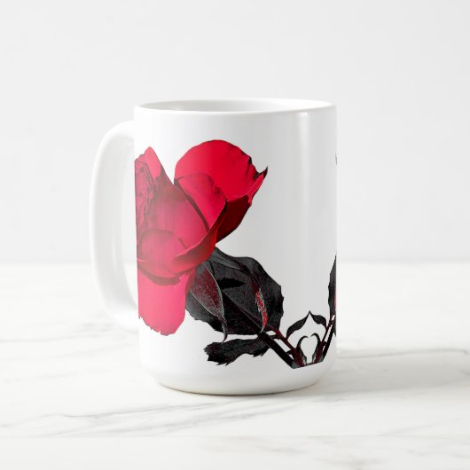 Zwei Rote Rosen Touch in der Mitte Kaffeetasse (Vorderseite Links)