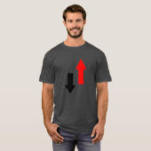 Zwei rote schwarze Pfeile zeigen nach unten T-Shirt (Vorne ganz)