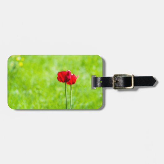 Zwei rote TulpenBlume Gepäckanhänger (Vorderseite horizontal)