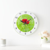 Zwei rote TulpenBlume Große Wanduhr (Zuhause)