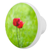 Zwei rote TulpenBlume Keramikknauf (Rechts)