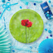 Zwei rote TulpenBlume Pappteller (Party)