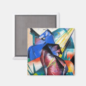 Zwei rote und blaue Pferde von Franz Marc Magnet (Vorderseite/Rückseite)