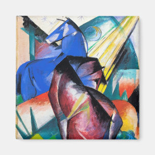 Zwei rote und blaue Pferde von Franz Marc Magnet