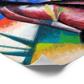 Zwei rote und blaue Pferde von Franz Marc Poster (Ecke)