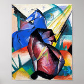 Zwei rote und blaue Pferde von Franz Marc Poster (Vorne)
