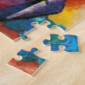 Zwei rote und blaue Pferde von Franz Marc Puzzle (Seite)