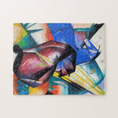 Zwei rote und blaue Pferde von Franz Marc Puzzle (Horizontal)