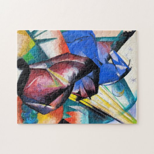 Zwei rote und blaue Pferde von Franz Marc Puzzle (Horizontal)