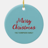 Zwei rote und weiße, festliche Süßigkeiten auf bla Keramik Ornament (Hinten)