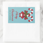 Zwei rote und weiße, festliche Süßspeisen mit Text Rechteckiger Aufkleber (Tasche)