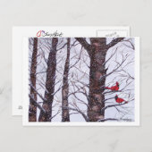 zwei rote Vögel im Winter, Copyright 2005 Postkarte (Vorne/Hinten)