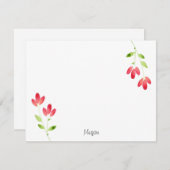 Zwei rote Wasserfarben-Blume Mitteilungskarte (Vorne/Hinten)