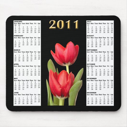 Zwei roter Kalender Mousepad der Tulpe-2011 (Vorne)