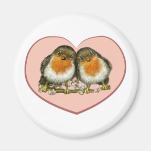 Zwei Rotkehlchen Magnet