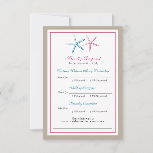 Zwei RSVP-Karten für den Pfau- und rosa-Pfau RSVP Karte (Vorderseite)