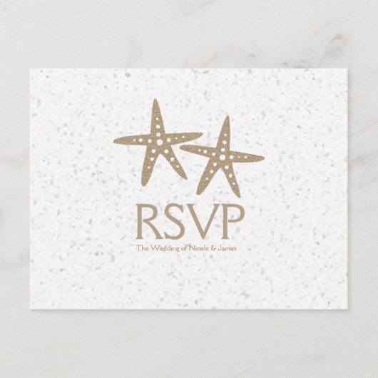 Zwei RSVP-Karten für Starfish Beach Einladungspostkarte (Vorderseite)