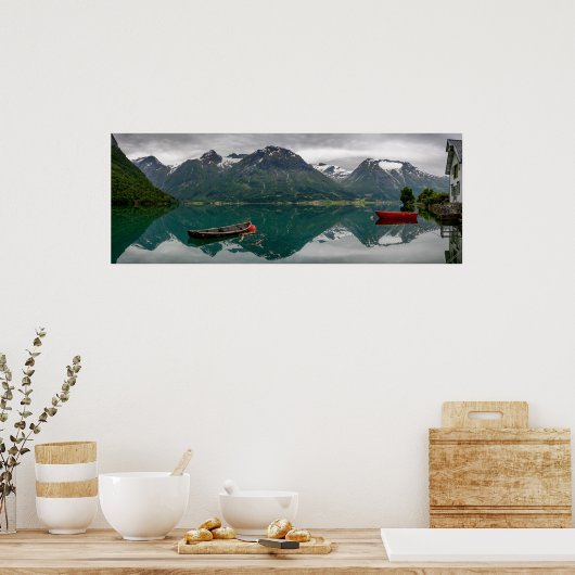 Zwei Ruderboote mit Reflektion in einem Seebecker Poster (Küche)