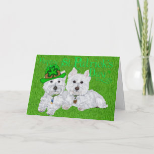 Zwei ruhende Westies am St. Patricks Tag Karte